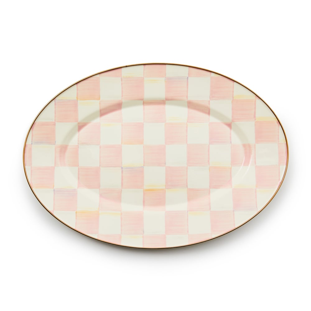 Check Enamel Oval Platter