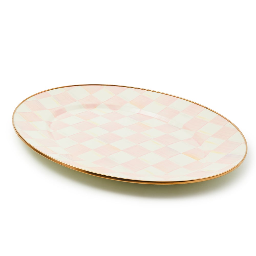 Check Enamel Oval Platter