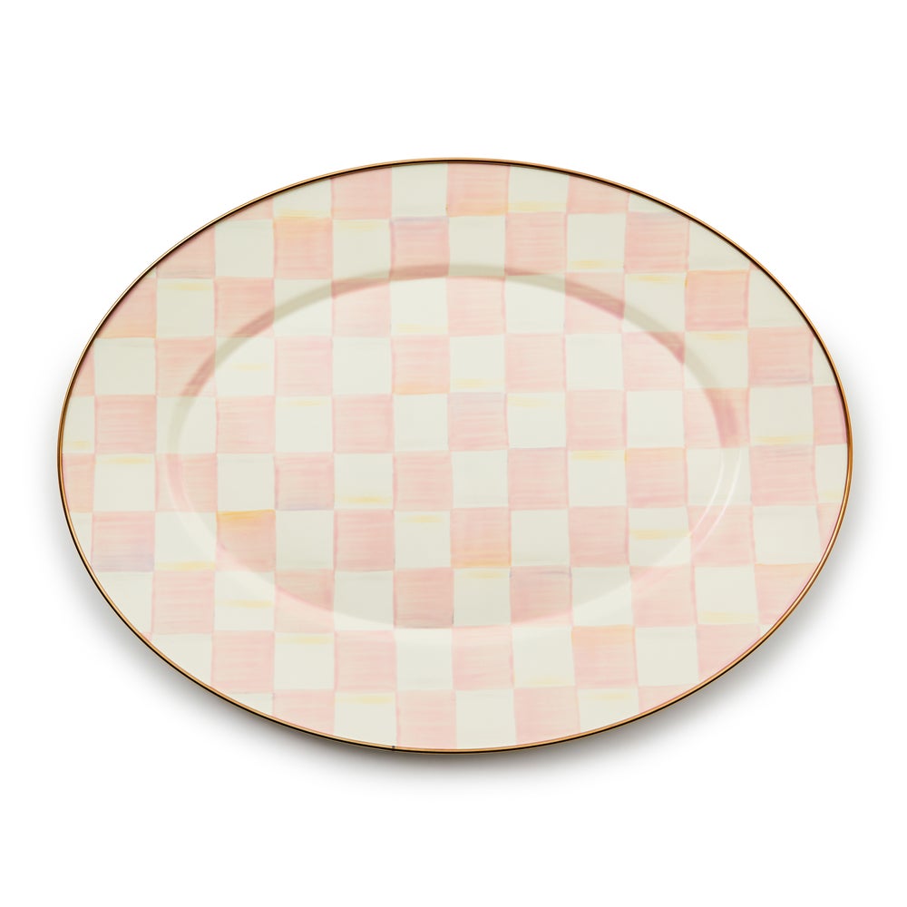 Check Enamel Oval Platter
