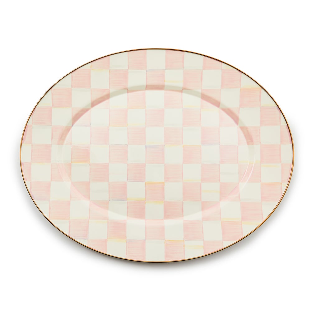 Check Enamel Oval Platter