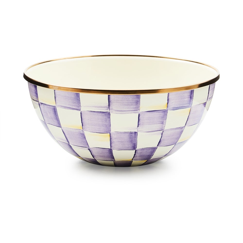 Violet Check Enamel Everyday Bowl