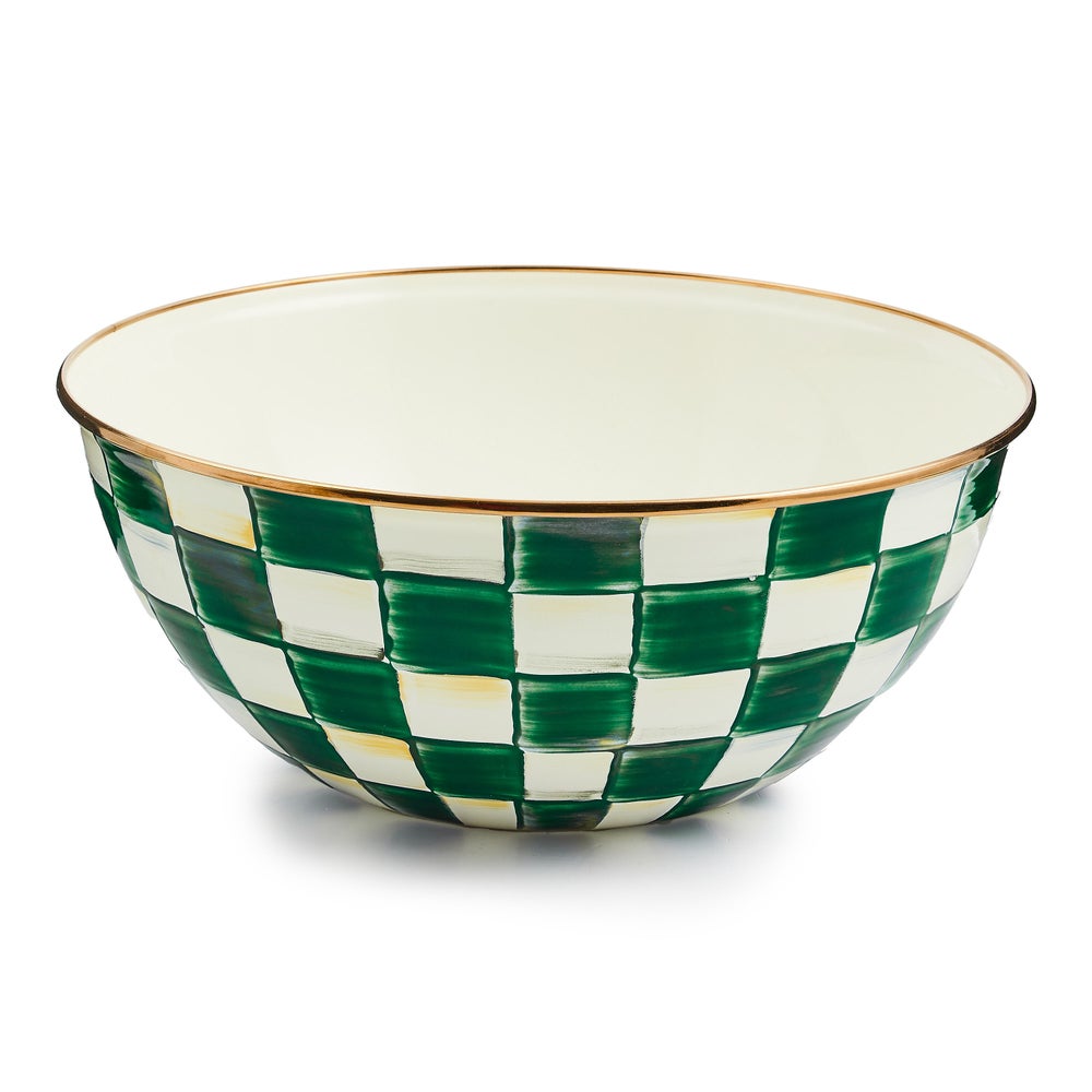 Emerald Check Enamel Everyday Bowl