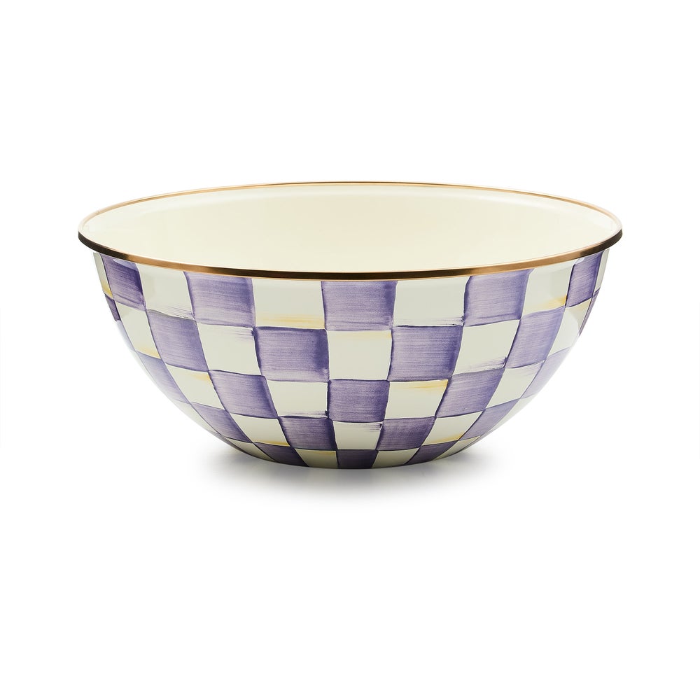 Violet Check Enamel Everyday Bowl
