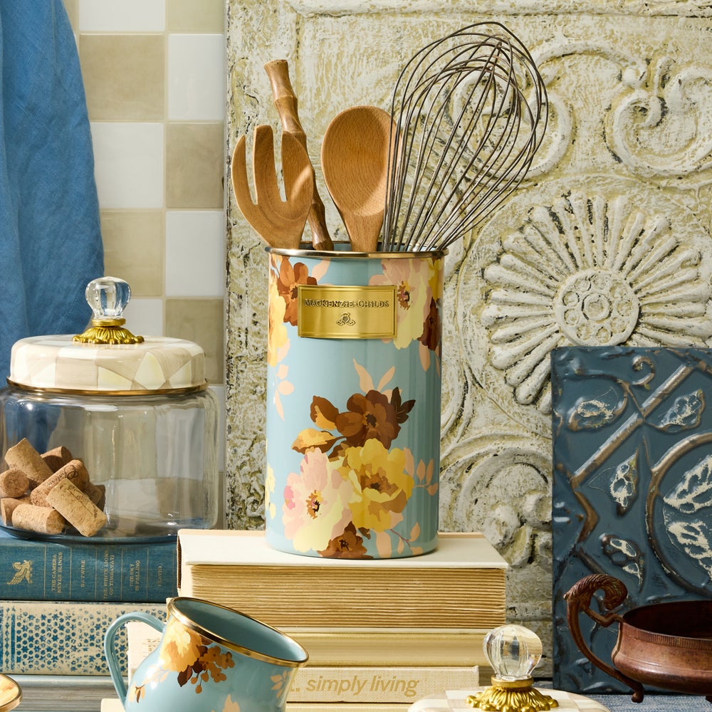 Floral Enamelware Utensil Holder